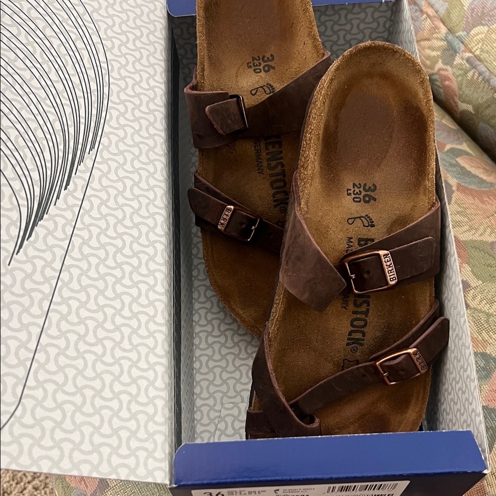 Birkenstock Dark Brown Leather Sandals